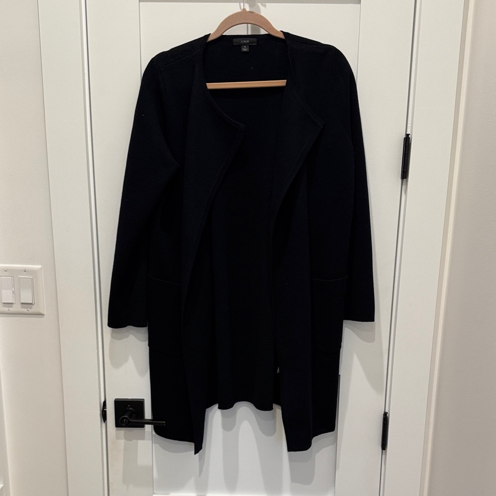 J Crew Black Juliette Collarless Sweater Blazer